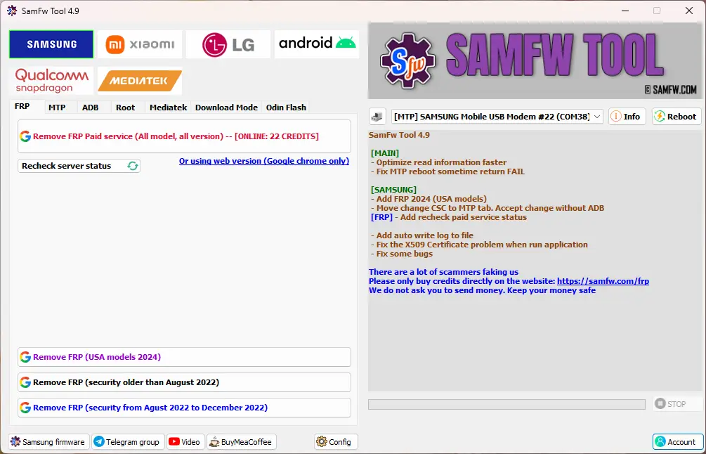 Download SamFw FRP Tool V4.9 Latest Version